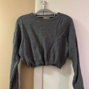 La Hearts Charcoal Ribbed Knit Top